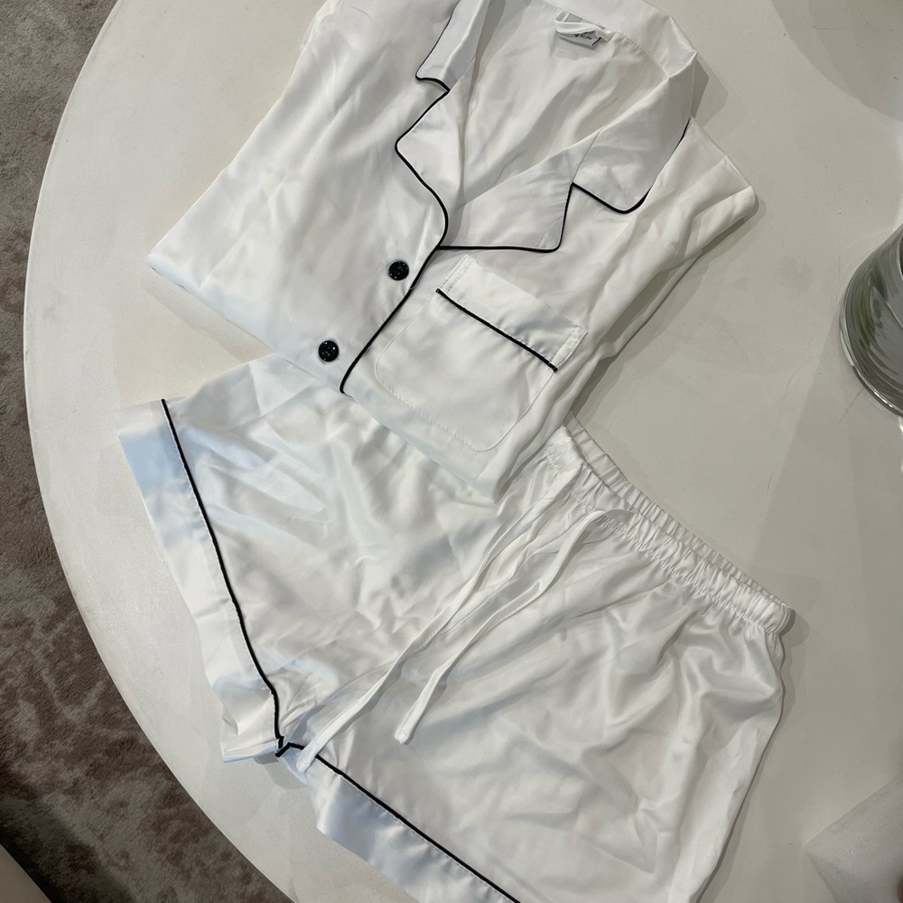 Women's BRIDE White Satin Pajama Set